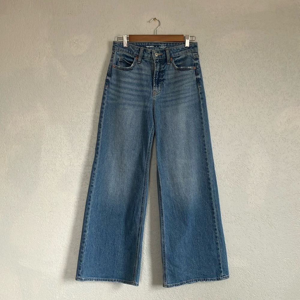 Old Navy Blue Flare Wide Leg Jeans High Waist